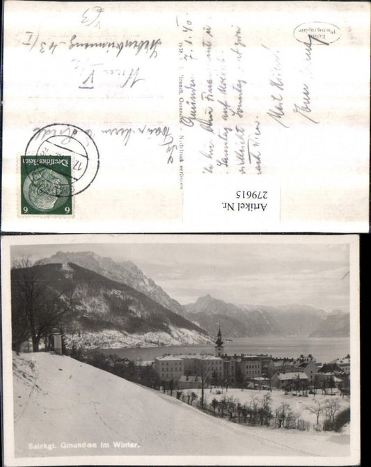 279615,Gmunden Teilansicht Bergkulisse Winterbild pub F. E. Brandt