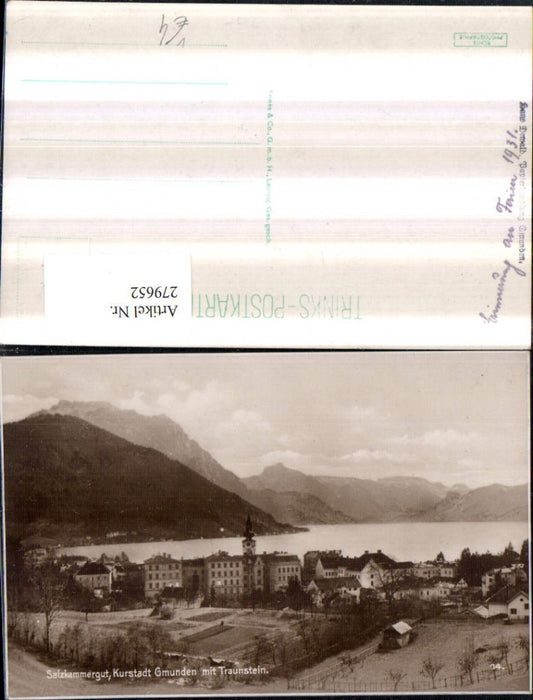 279652,Gmunden Totale m. Traunstein Bergkulisse pub Trinks & Co
