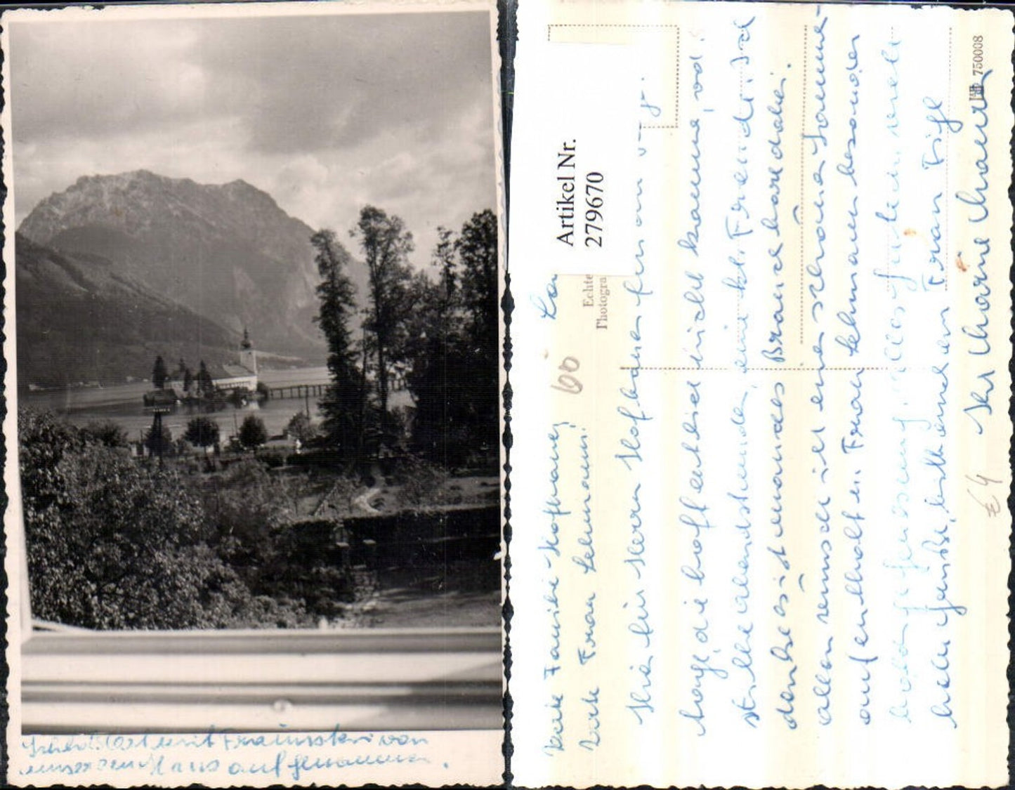 279670,Foto AK Gmunden Blick auf Schloss Orth Bergkulisse