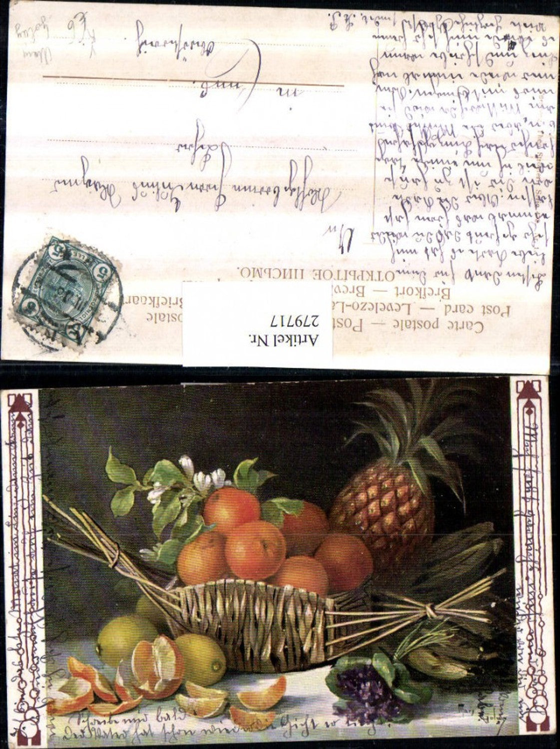 279717,Theo Stroefer 473/1 Künstler Mary Golay Stillleben Zitrusfrüchte Orangen Ananas Zitrone