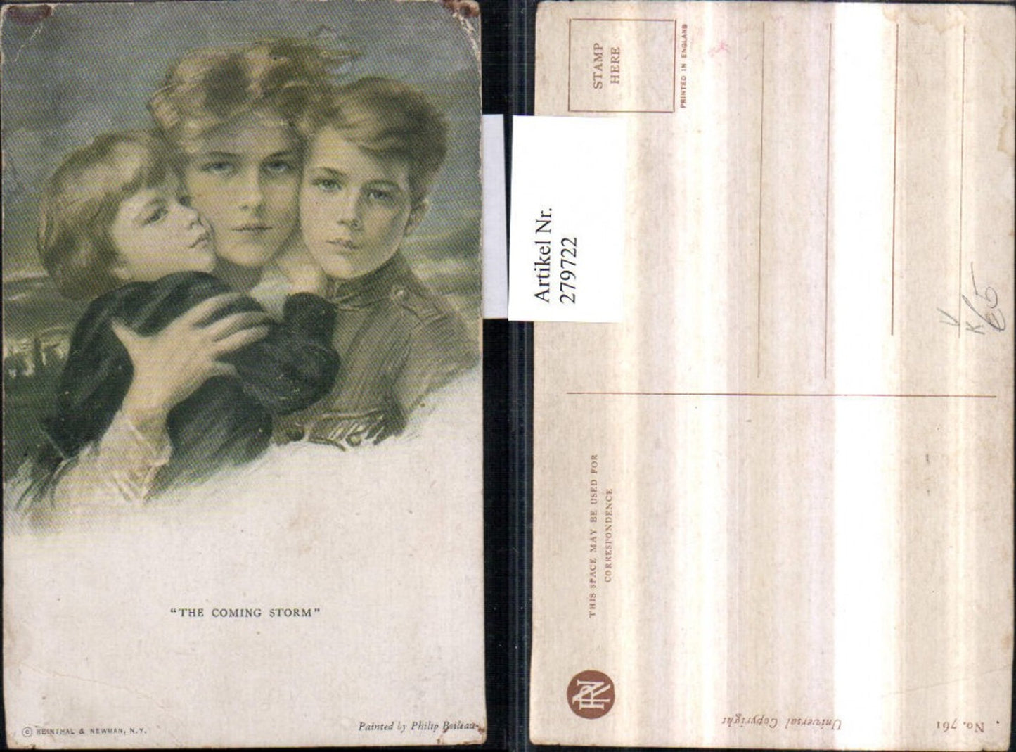279722,Reinthal & Newman 761 Künstler Philip Boileau The coming Storm Frau Mutter m. Kinder Portrait