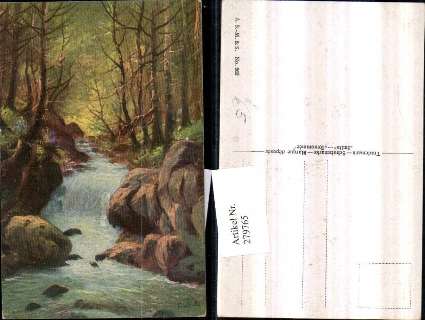 279765,A.S.M. Imita 562 Künstler C. Jandl Motiv Bach Wasserfall Wald