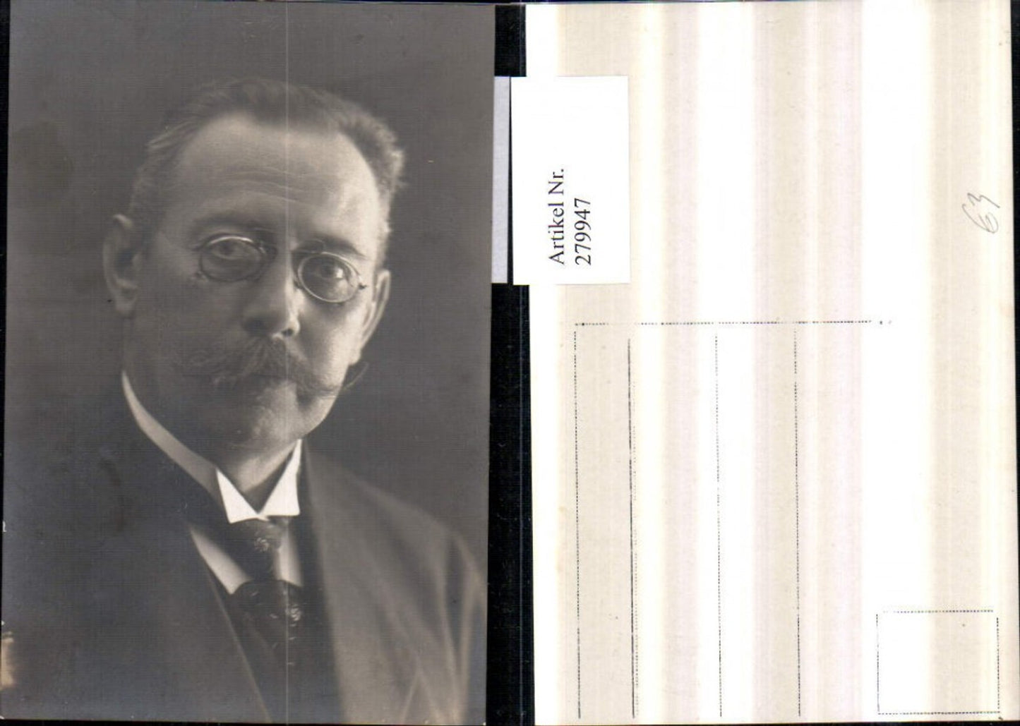 279947,Foto AK Mann m. Brille Zwicker Anzug Krawatte Portrait