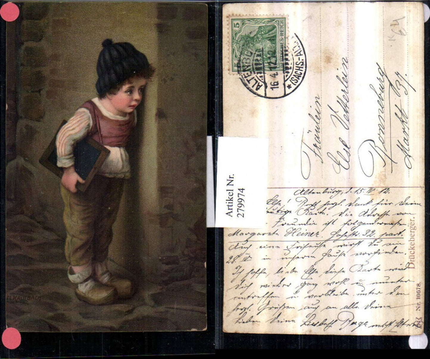 279974, Artist AK M. Kaulbach Slacker Boy with Cap Slippers Book pub Novolito 10678