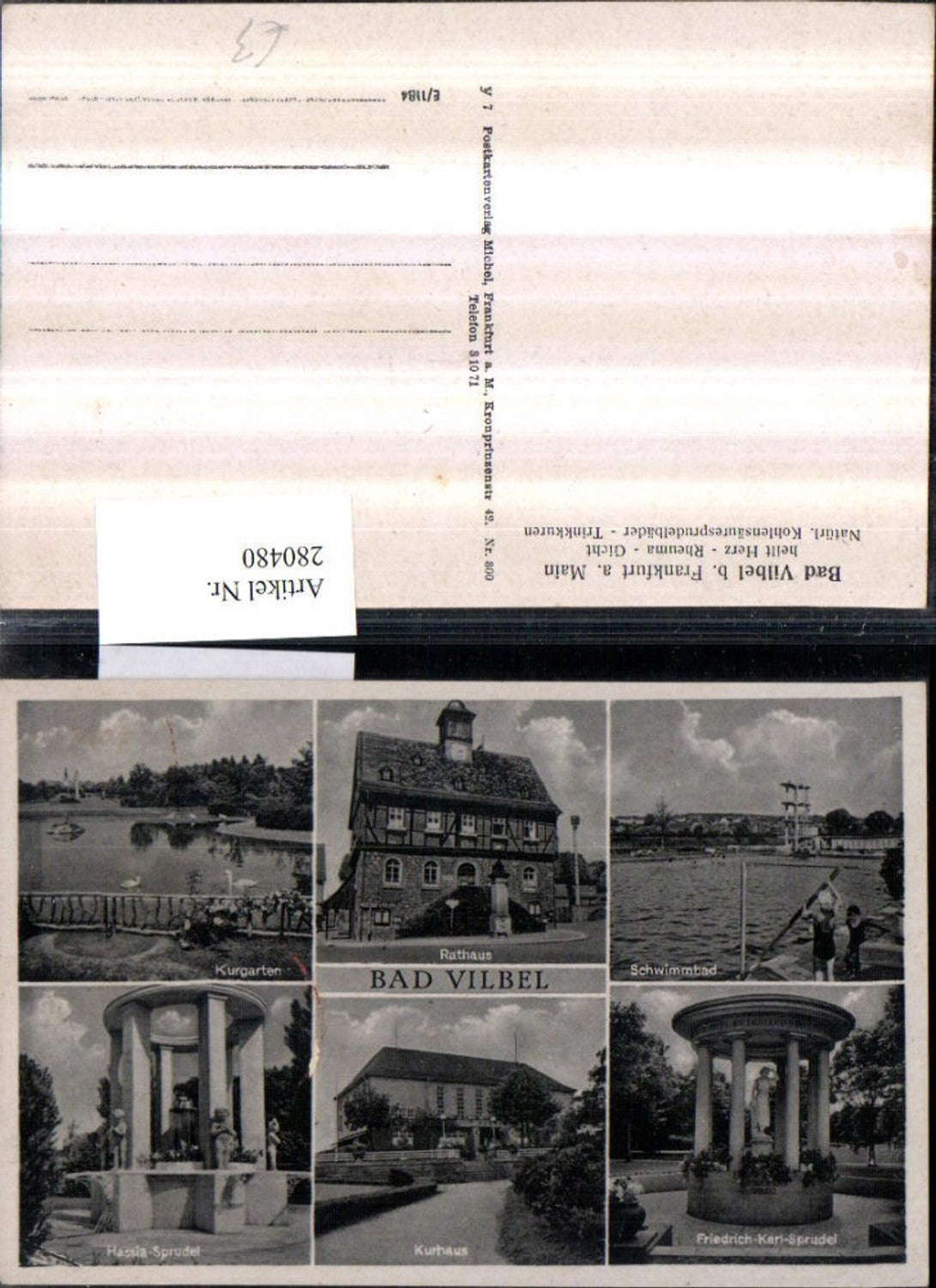 280480,Bad Vilbel b. Frankfurt am Main Rathaus Kurgarten Kurhaus Schwimmbad Hassia- u. Friedrich-Karl-Sprudel