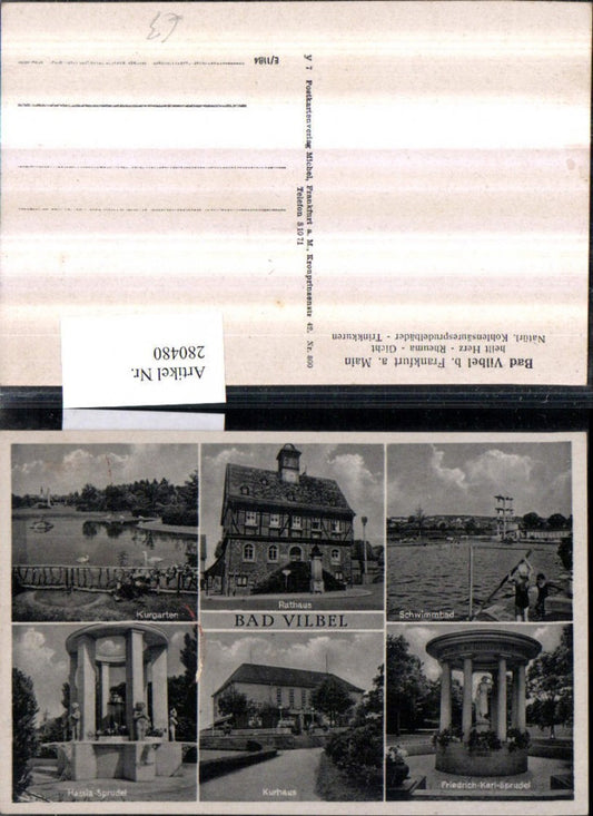 280480,Bad Vilbel b. Frankfurt am Main Rathaus Kurgarten Kurhaus Schwimmbad Hassia- u. Friedrich-Karl-Sprudel