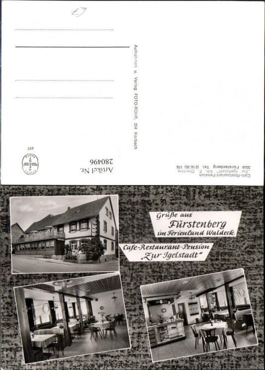 280496,Fürstenberg im Ferienland Waldeck Cafe Restaurant Pension Zur Igelstadt Mehrbildkarte