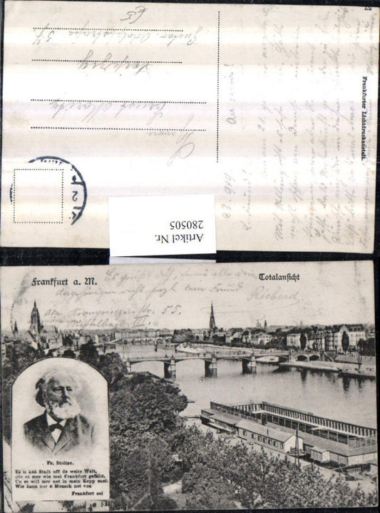 280505,Frankfurt am Main Totale Brücke Fr. Stoltze Portrait Text