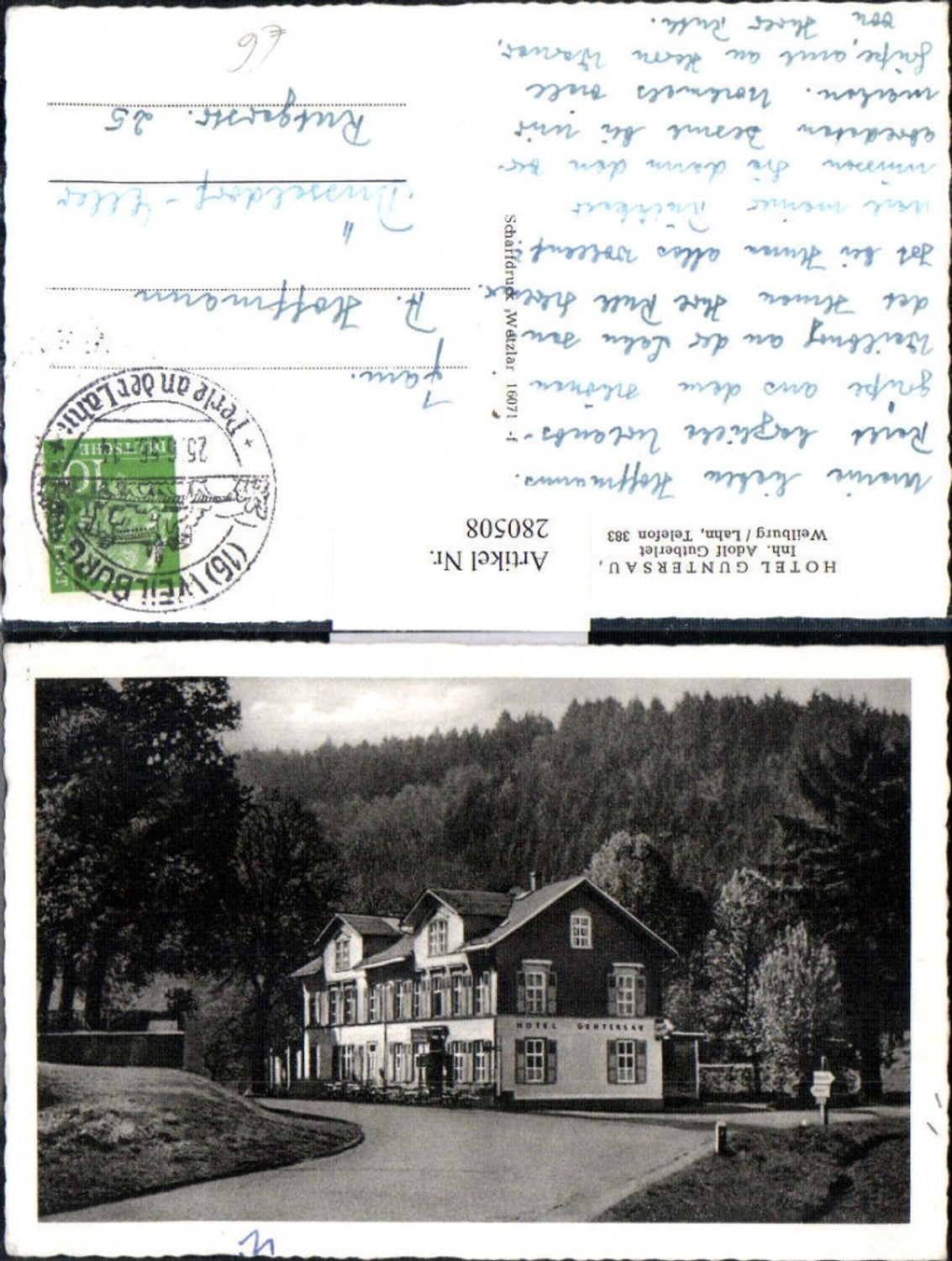 280508,Weilburg an d. Lahn Hotel Guntersau von Adolf Gutberlet