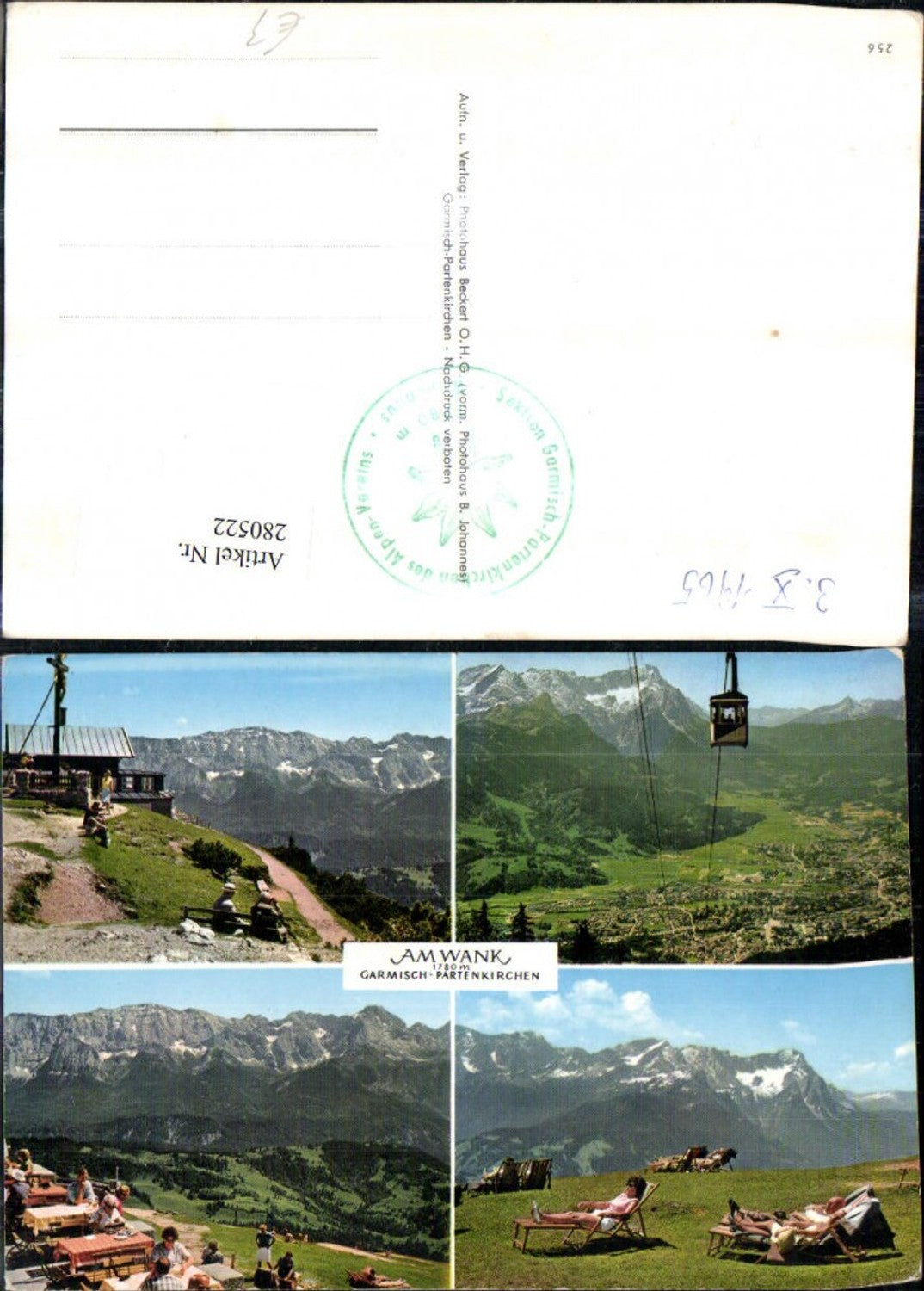 280522,Am Wank Garmisch-Partenkirchen Totale Seilbahn Terrasse Liegewiese Bergkulisse Mehrbildkarte