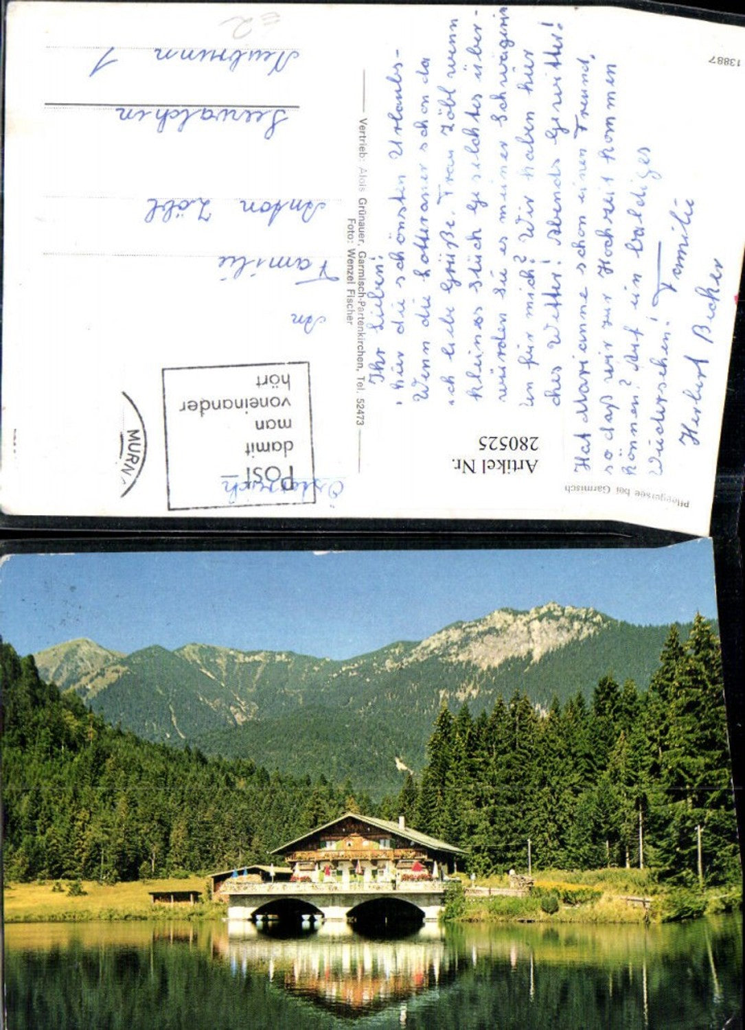 280525,Pfleegersee See b. Garmisch Seegasthof Bergkulisse