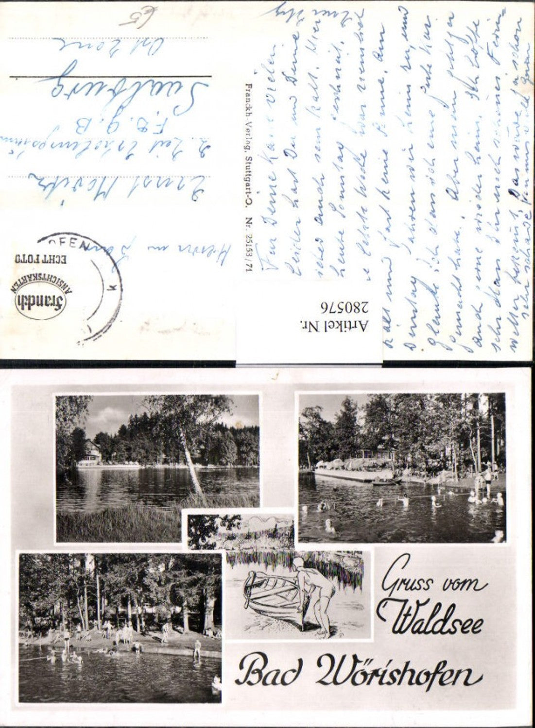 280576,Gruß vom Waldsee Bad Wörishofen See Ruderboot Boot Partie Mehrbildkarte