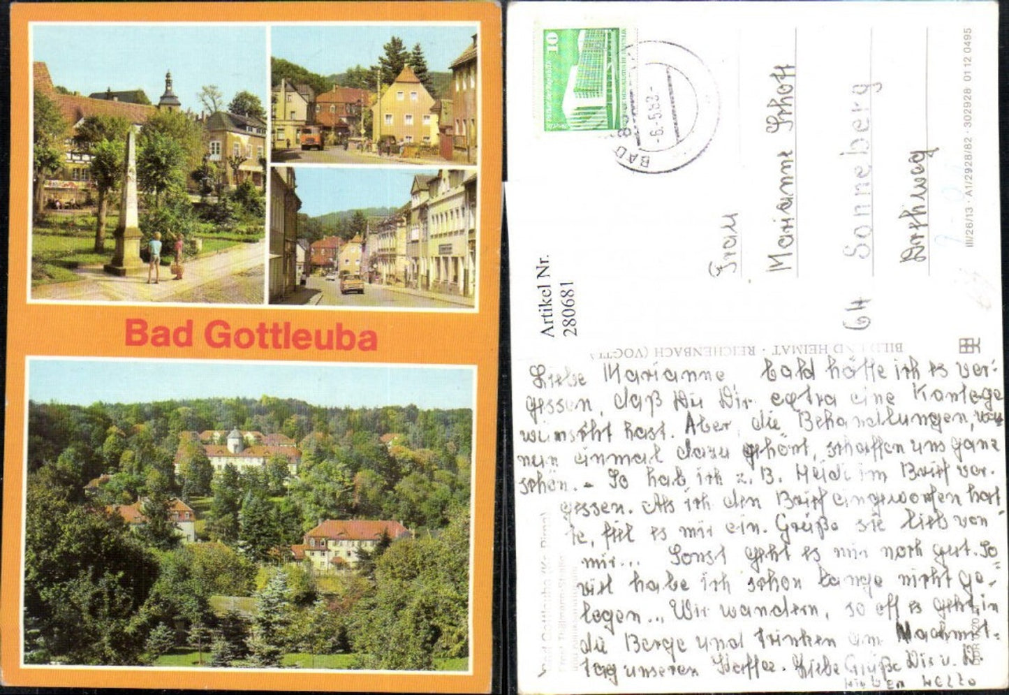 280681,Bad Gottleuba Ernst-Thälmann-Straße Kliniksanatorium Mehrbildkarte