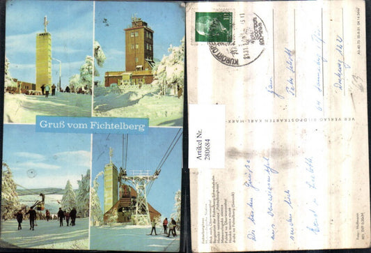 280684,Fichtelberg b. Oberwiesenthal Seilbahn Berglift Meteorologische Station Winterbilder Mehrbildkarte pub VEB