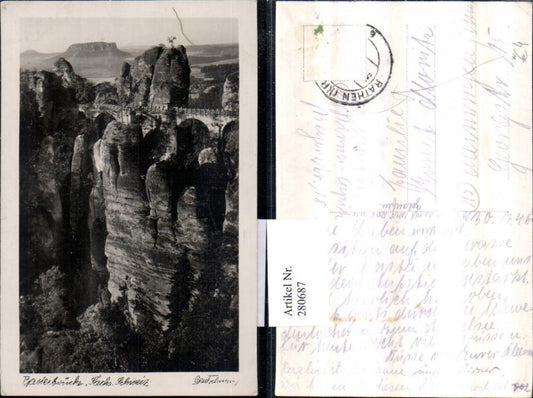 280687,Sächsische Schweiz Basteibrücke Brücke Felsen b. Rathen