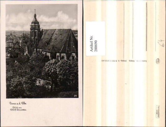 280690,Pirna an d. Elbe Blick vom Schloss Sonnenstein zur Kirche