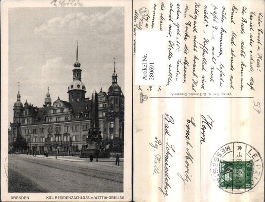 280691,Dresden Königliches Residenzschloss m. Wettin-Obelisk Obelisk