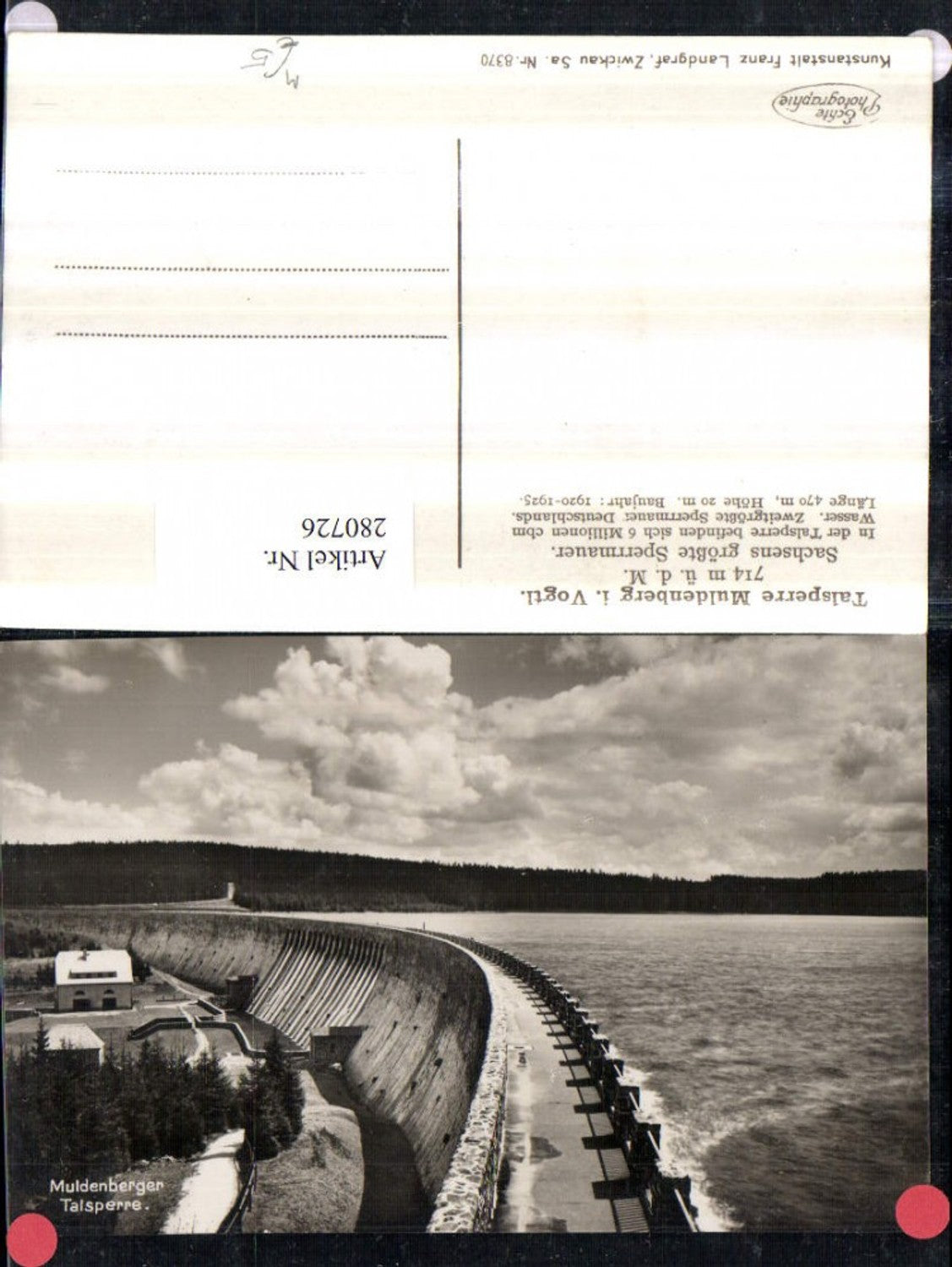 280726, Muldenberg im Vogtland, Dam