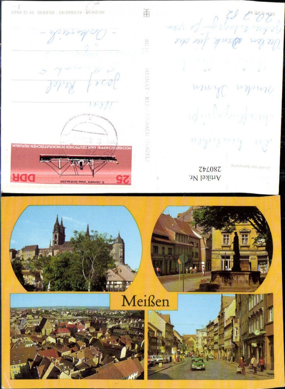 280742, Meissen Total Cathedral Albrechtsburg Town Hall Square Fountain Street of Liberation Multi-view map