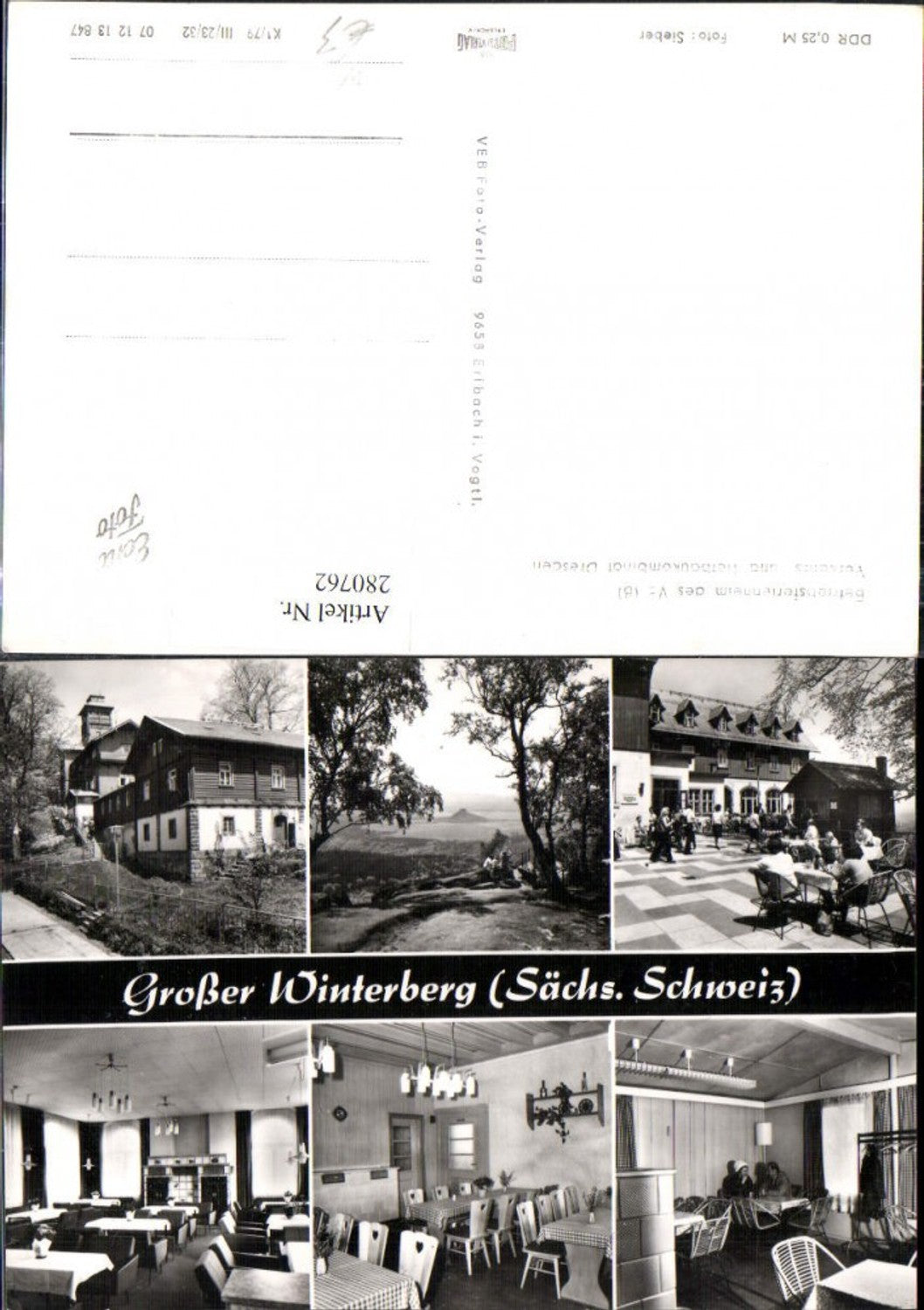 280762,Sächsische Schweiz Großer Winterberg b. Bad Schandau Betriebsferienheim Mehrbildkarte