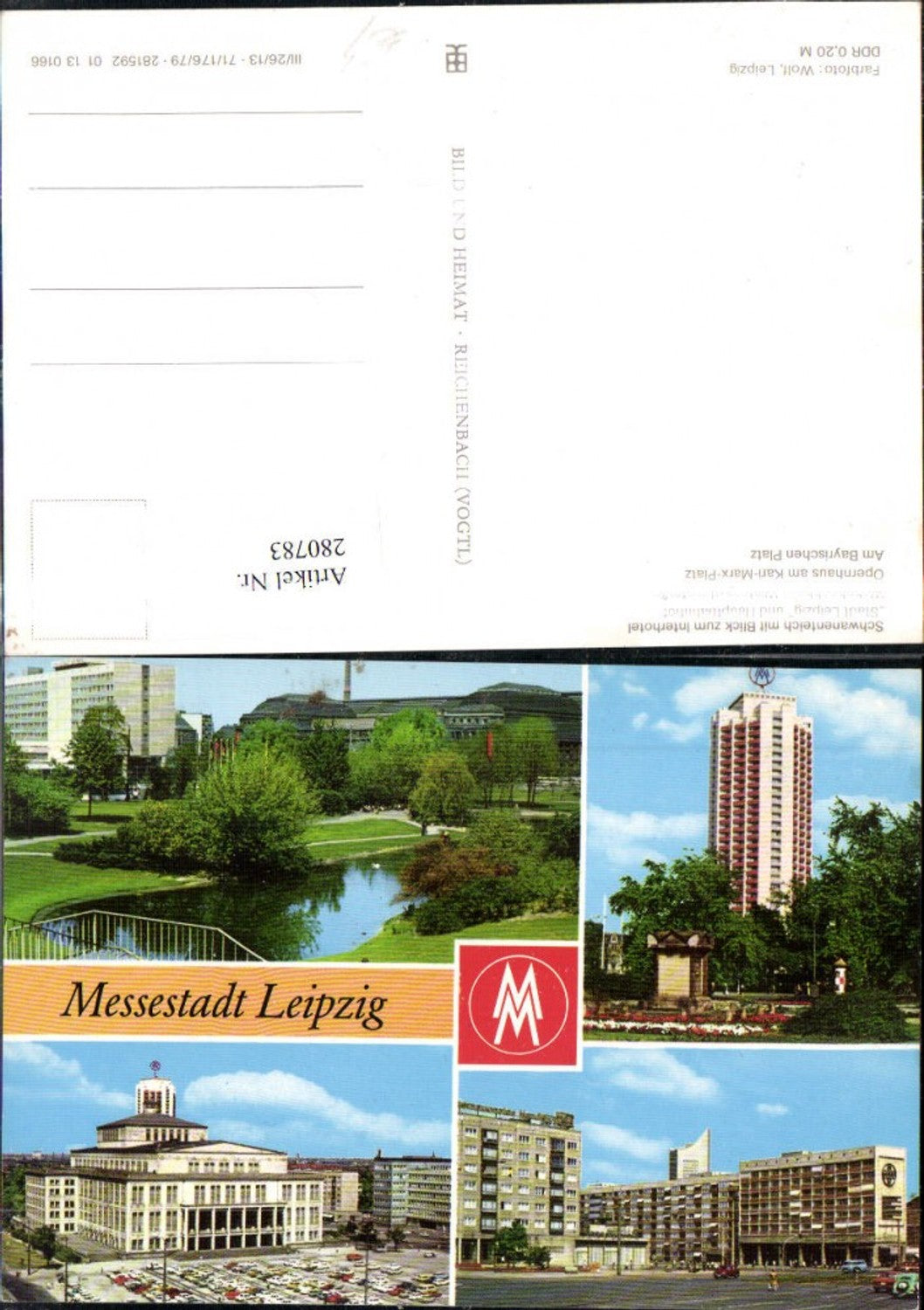 280783,Leipzig Schwanenteich Interhotel Hauptbahnhof Wohnhochhaus Opernhaus Mehrbildkarte