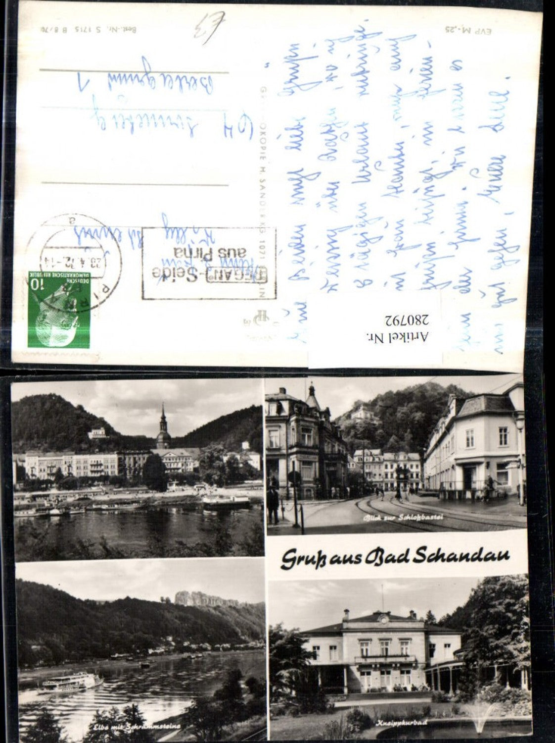 280792, Bad Schandau Partial view Kneipp spa View towards the castle bastion Street view Schrammsteine ​​Multi-view map