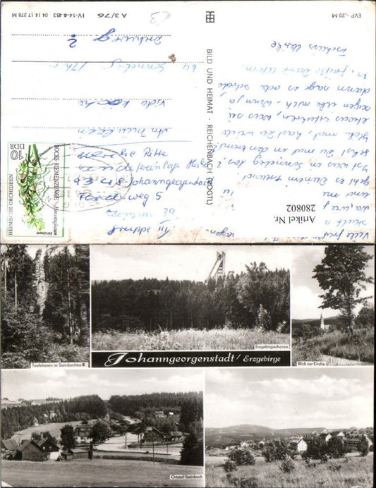 280802,Johanngeorgenstadt im Erzgebirge Totale Schanze Kirche Teufelsstein Mehrbildkarte