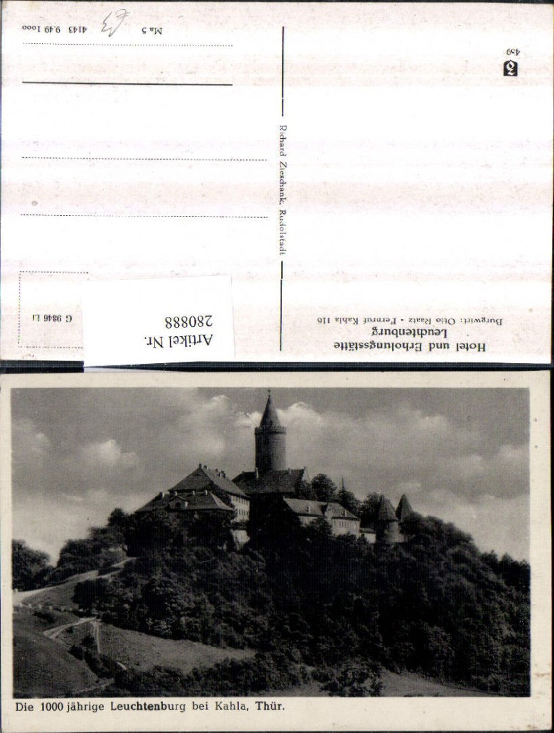 280888,Hotel u. Erholungsstätte Leuchtenburg b. Kahla
