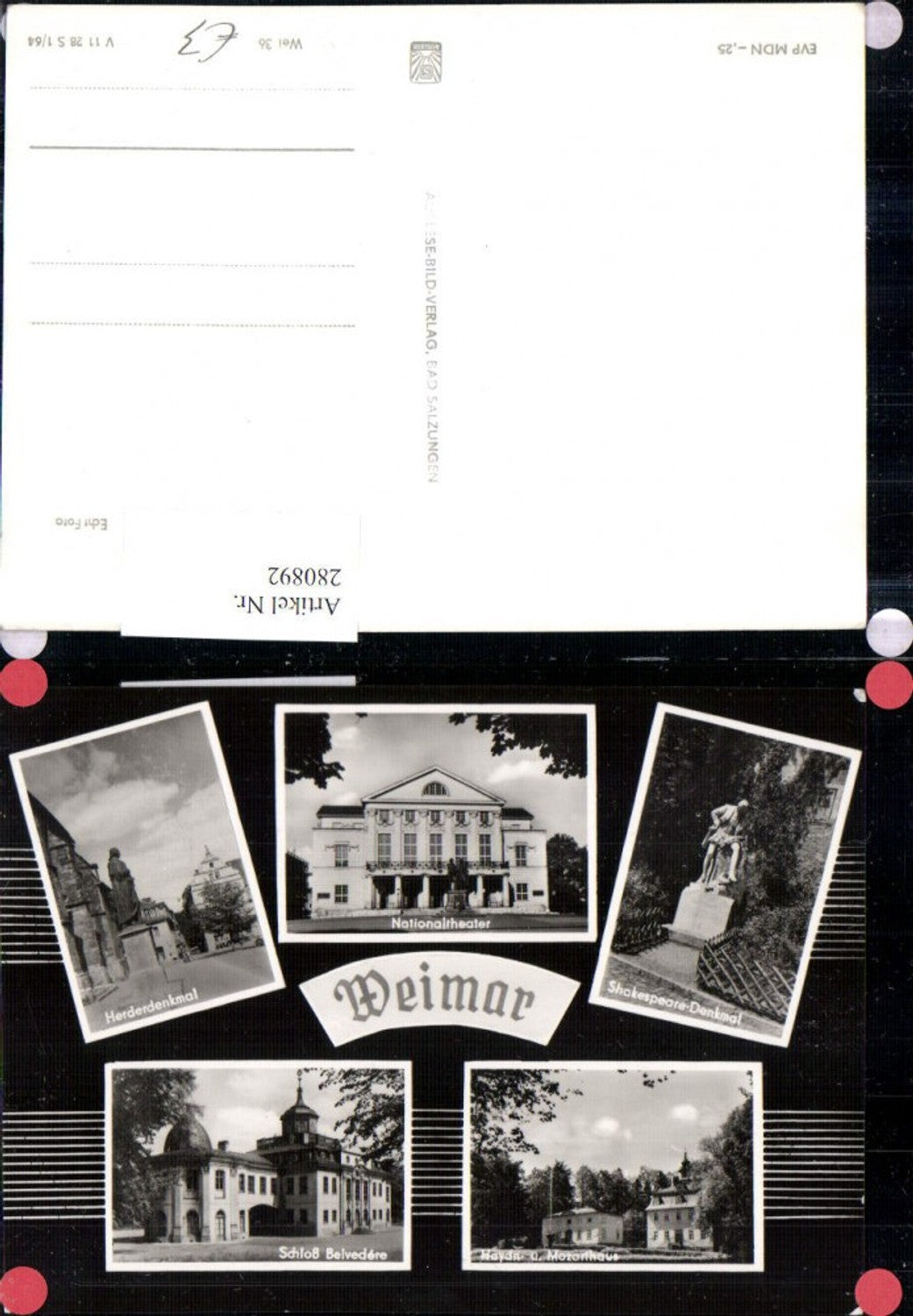 280892, Weimar Belvedere Palace Herder Monument National Theatre Shakespeare Monument Multi-view map