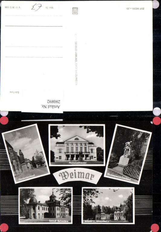 280892, Weimar Belvedere Palace Herder Monument National Theatre Shakespeare Monument Multi-view map