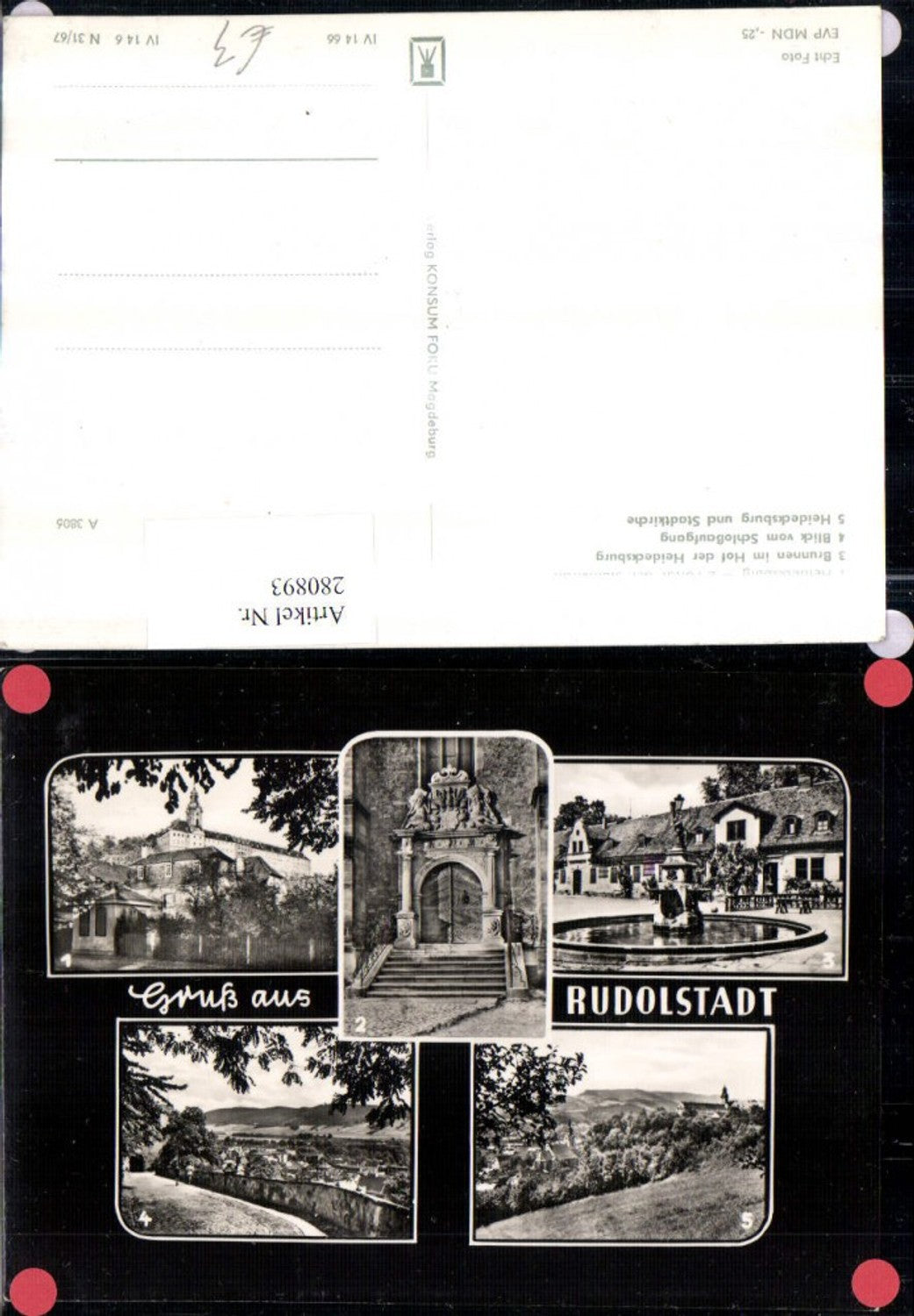 280893,Rudolstadt Heidecksburg Brunnen im Hof Stadtkirche Mehrbildkarte