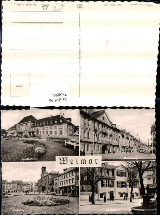 280896, Weimar Central Station, Goetheplatz, Schiller House, Market Square, Multi-view map