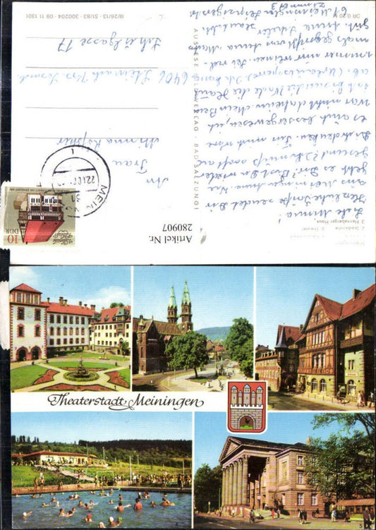 280907, Meiningen Castle, Town Church, Swimming Pool, Theatre, Henneberger House, Multi-view map