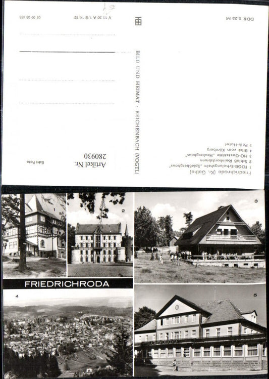 280930, Friedrichroda Total recreation home Spießberghaus Reinhardsbrunn Castle HO restaurant Park-Hotel Multi-view postcard