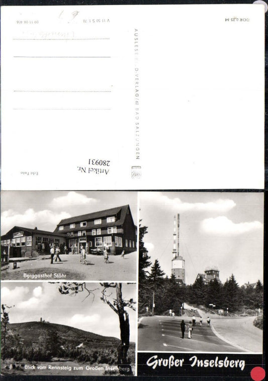 280931, Großer Inselsberg near Tabarz, Stöhr mountain inn, observation tower, multi-view map