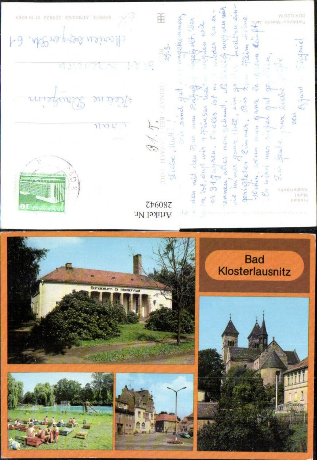 280942, Bad Klosterlausnitz Sanatorium Dr. Friedrich Wolf Outdoor swimming pool Market Monastery church Church Multi-view map