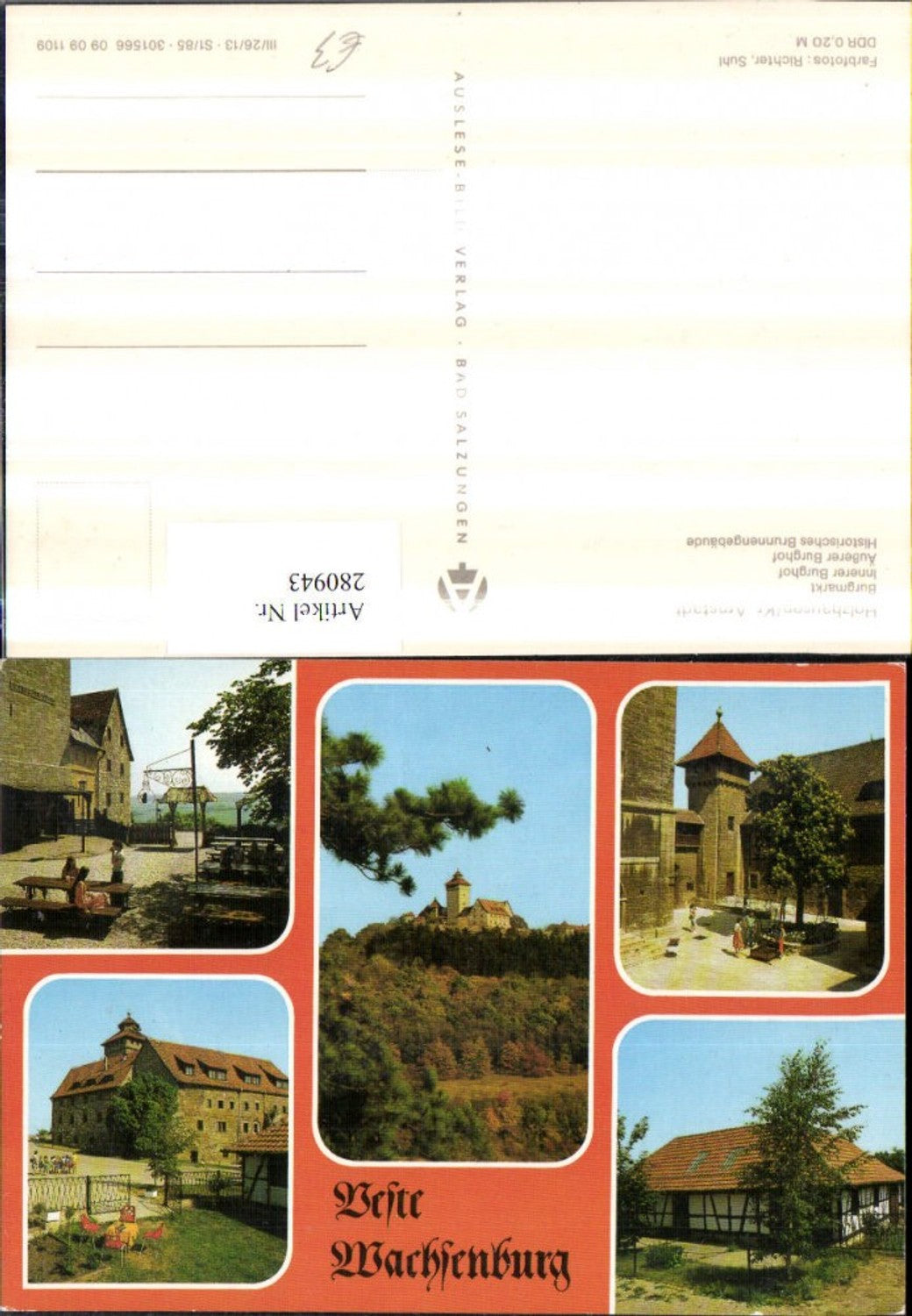 280943,Holzhausen Feste Festung Wachsenburg Burgmarkt Burghof Brunnengebäude Mehrbildkarte