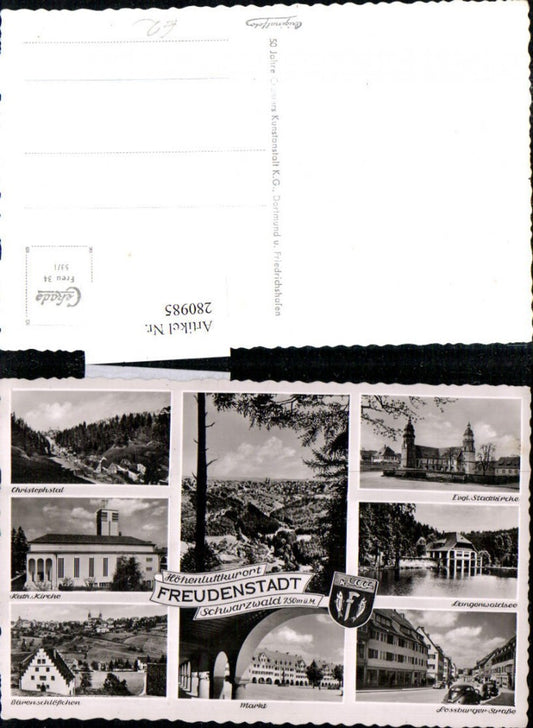 280985, Freudenstadt in the Black Forest, Market, Bärenschlösschen, Church, Christophstal, Multi-view postcard