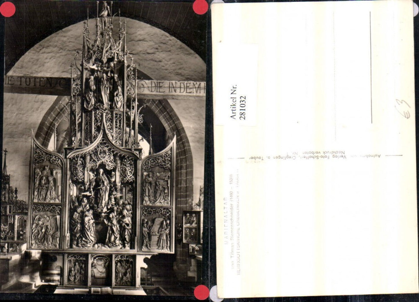 281032,Creglingen Herrgottskirche Kirche Marienaltar von Tilman Riemenschneider