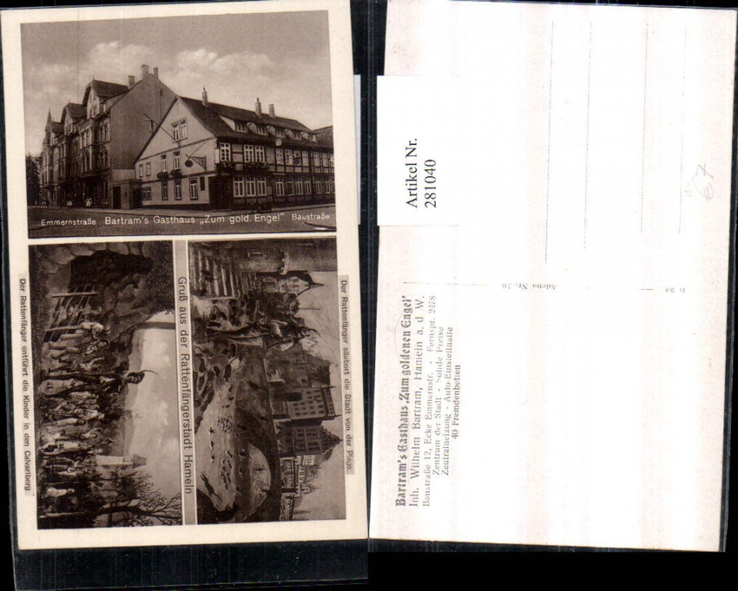 281040,Hameln an d. Weser Bartrams Gasthaus zum goldenen Engel Rattenfänger Kinder Mehrbildkarte