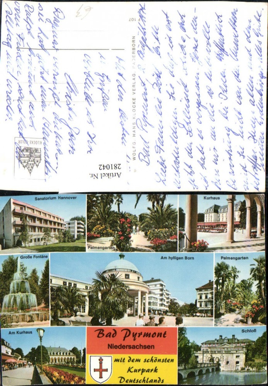 281042,Bad Pyrmont Schloss Kurhaus Sanatorium Palmengarten Große Fontäne Mehrbildkarte