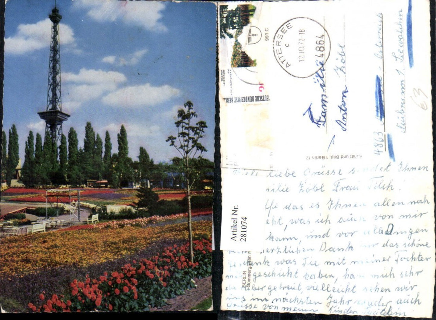 281074,Berlin Sommergarten Blumen m. Funkturm Turm