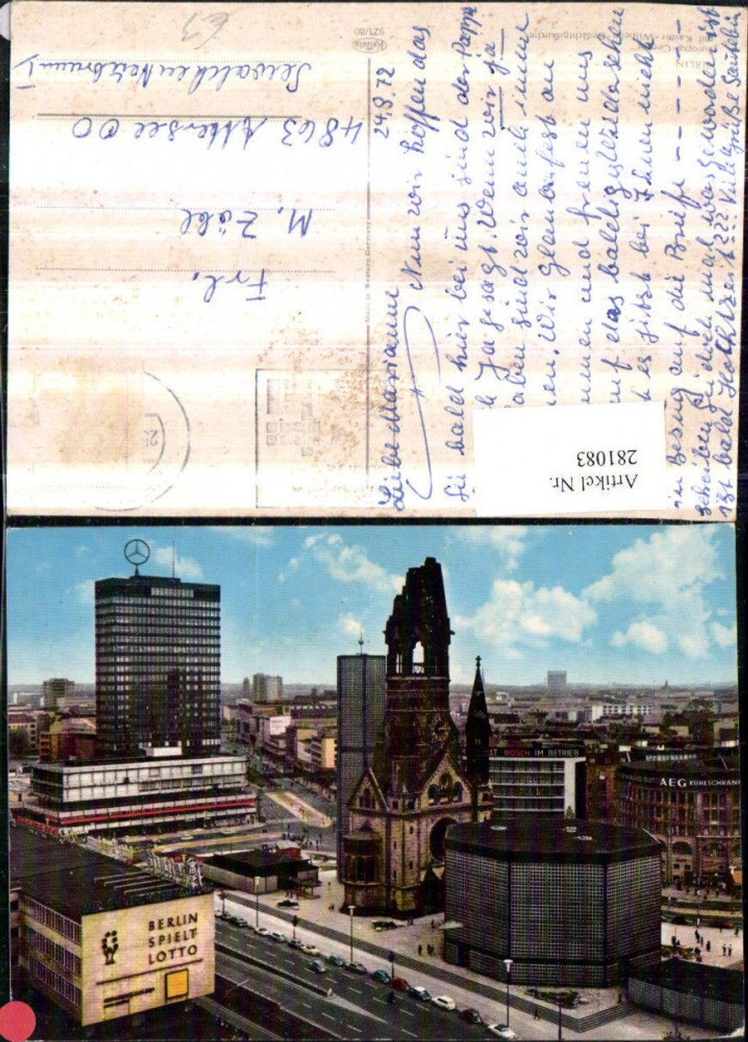 281083,Berlin Teilansicht Europa-Center m. Kaiser-Wilhelm-Gedächtniskirche Mercedes