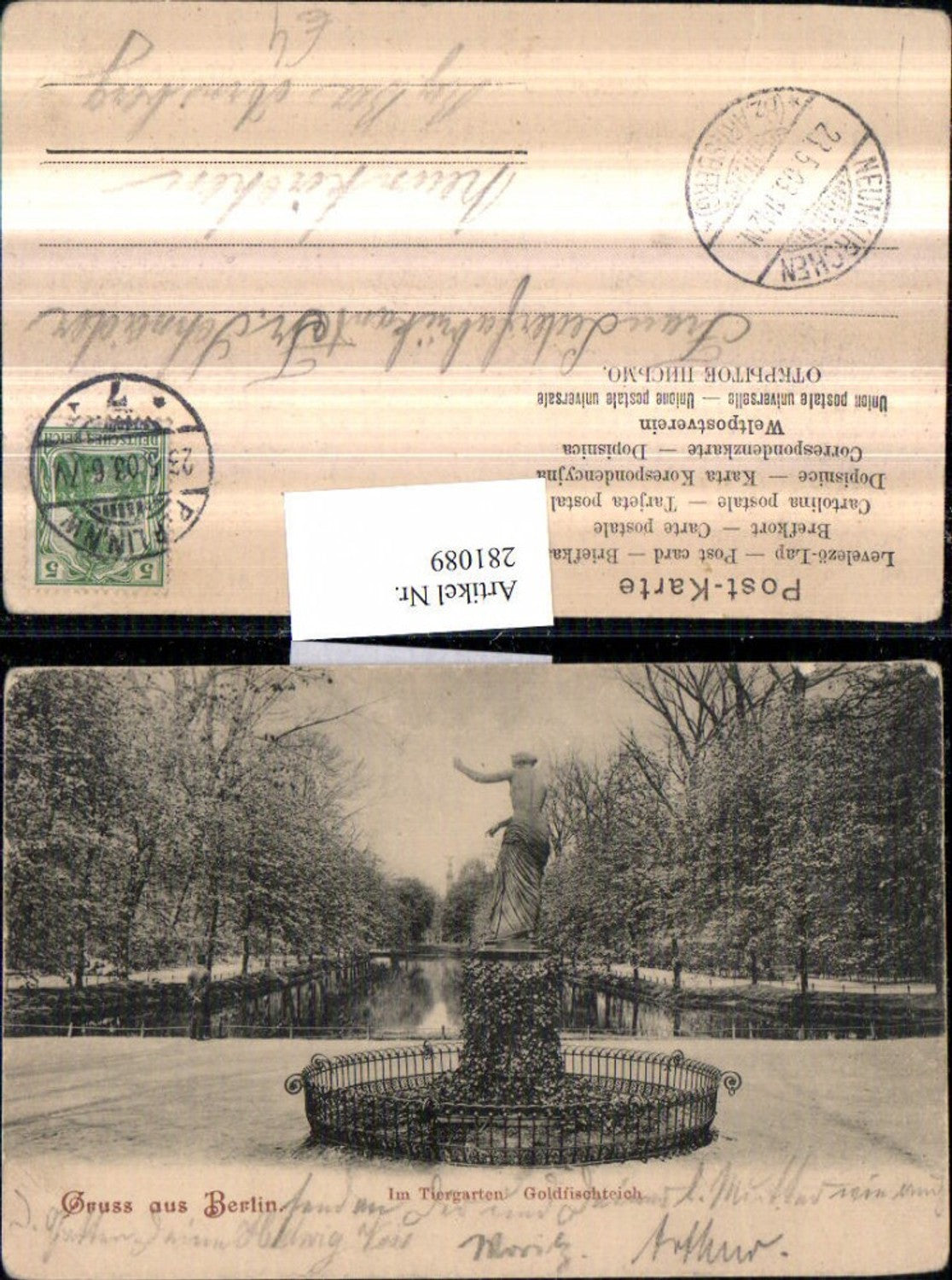 281089,Berlin Tiergarten Goldfischteich Statue