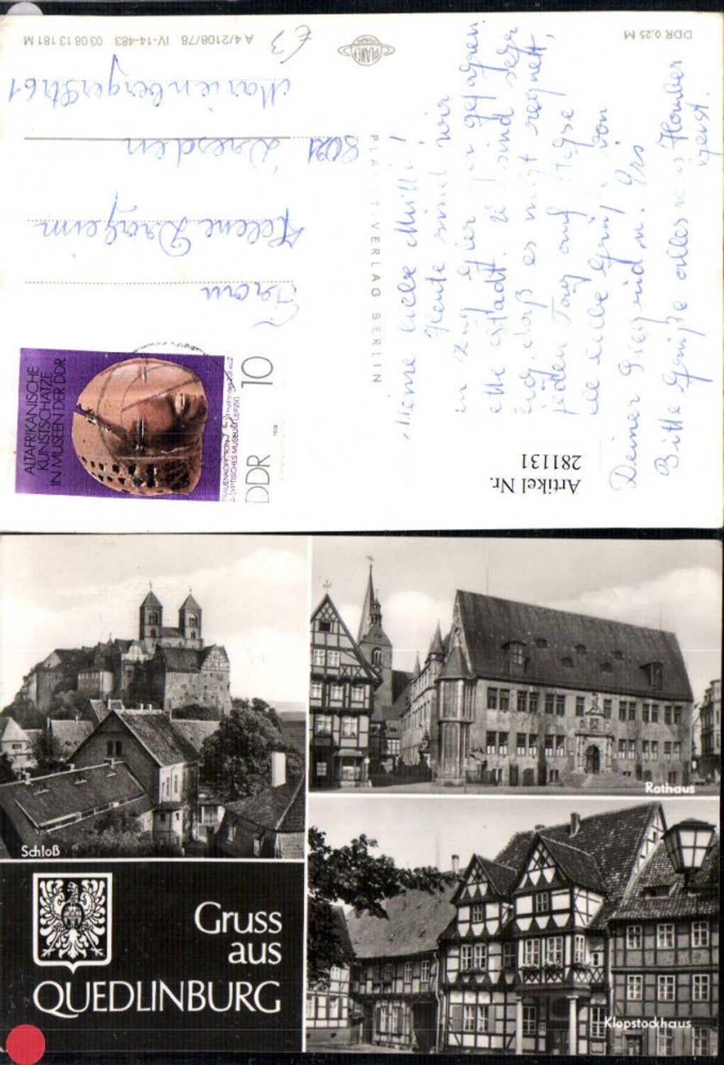 281131,Quedlinburg Teilansicht Rathaus Schloss Klopstockhaus Mehrbildkarte