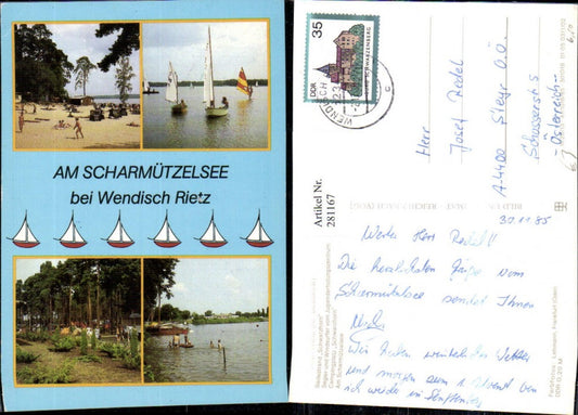 281167,Wendisch Rietz Scharmützelsee Badestrand Segler Windsurfer Campingplatz Mehrbildkarte