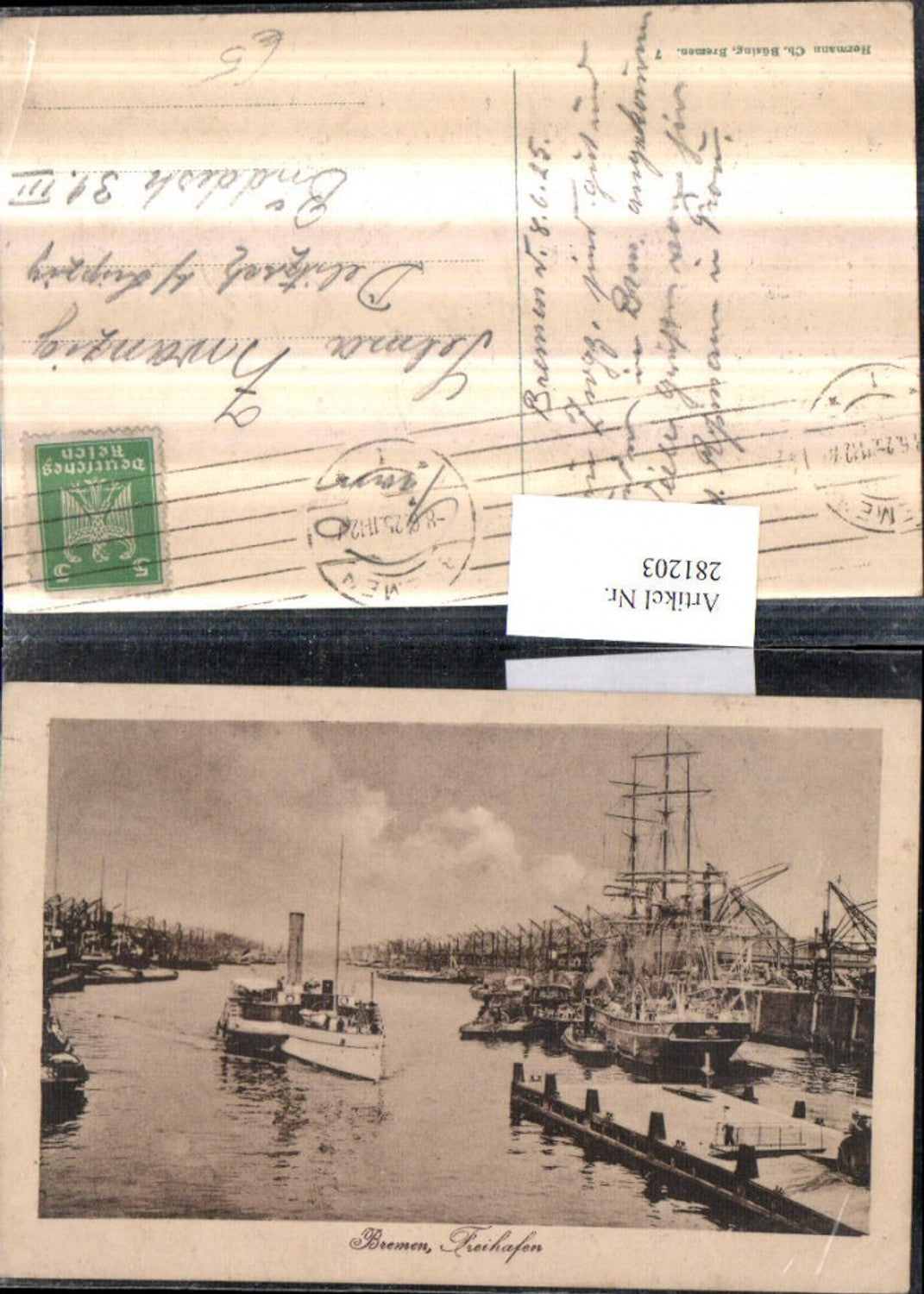 281203,Bremen Freihafen Hafen Segelschiff Schiff Dampfer