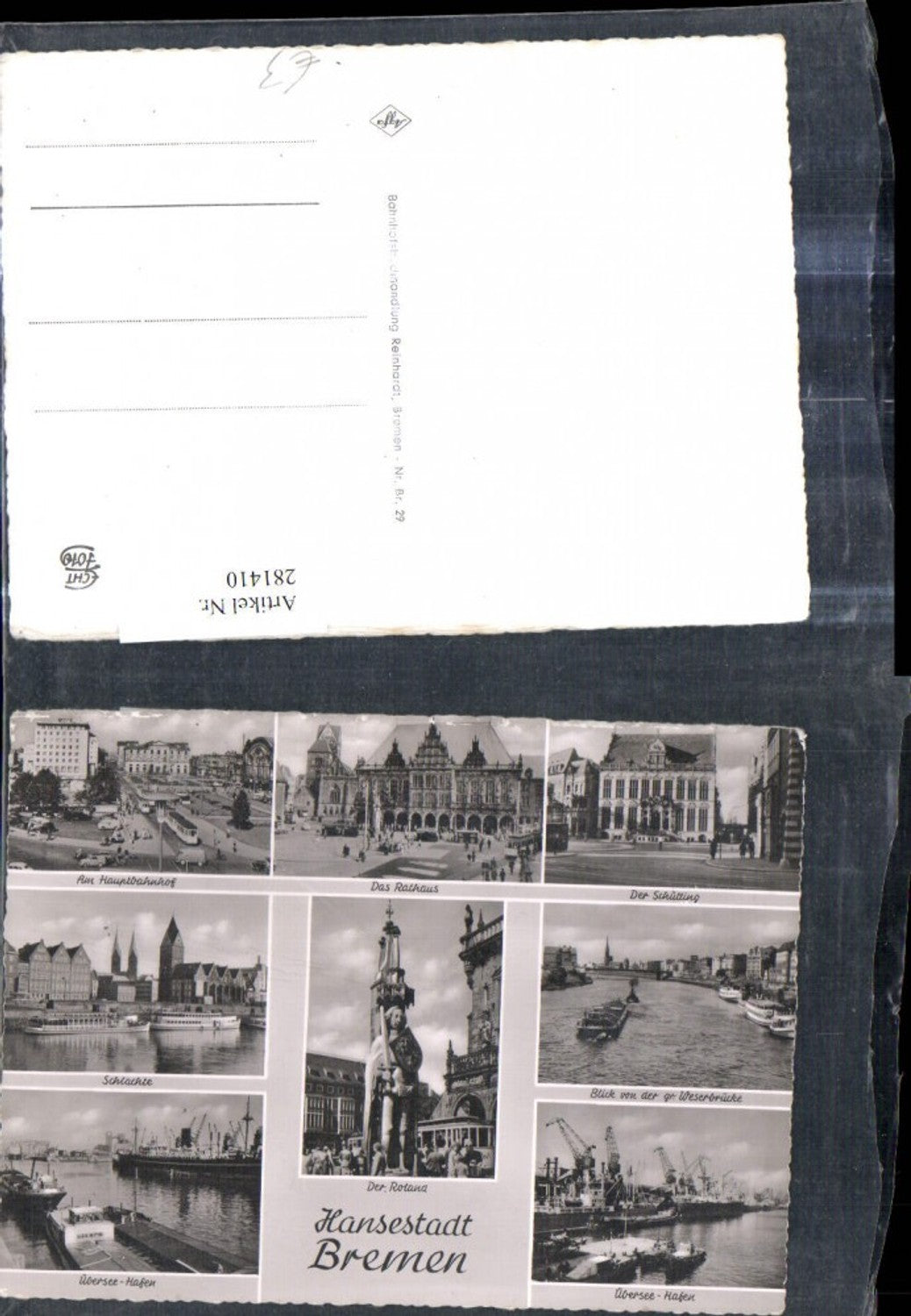 281410,Bremen Rathaus Hauptbahnhof Der Roland Statue Hafen Schütting Dampfer Mehrbildkarte