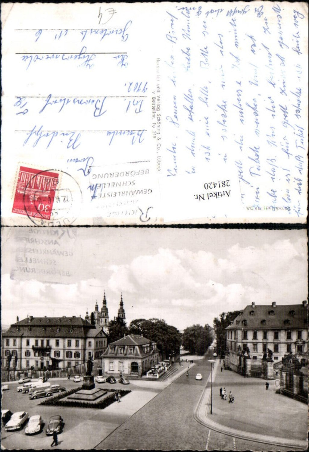 281420,Fulda Bonifatius-Platz Straßenansicht Denkmal