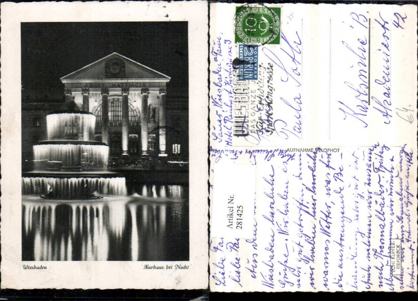 281425,Wiesbaden Kurhaus b. Nacht Brunnen
